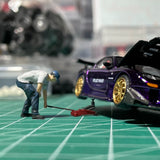 1:64 Scale  Mechanic Figure Jack Miniature Car Repair Scene for NEZ RC DRIFT CAR