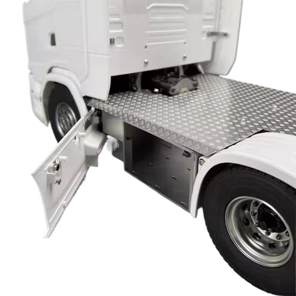 SCALECLUB 1/14 SCANIA 770S Rc Tractor Stainless Steel Chassis Cover Antiskid Plate Non-slip Platform Side Tool Box DPFHB-770S