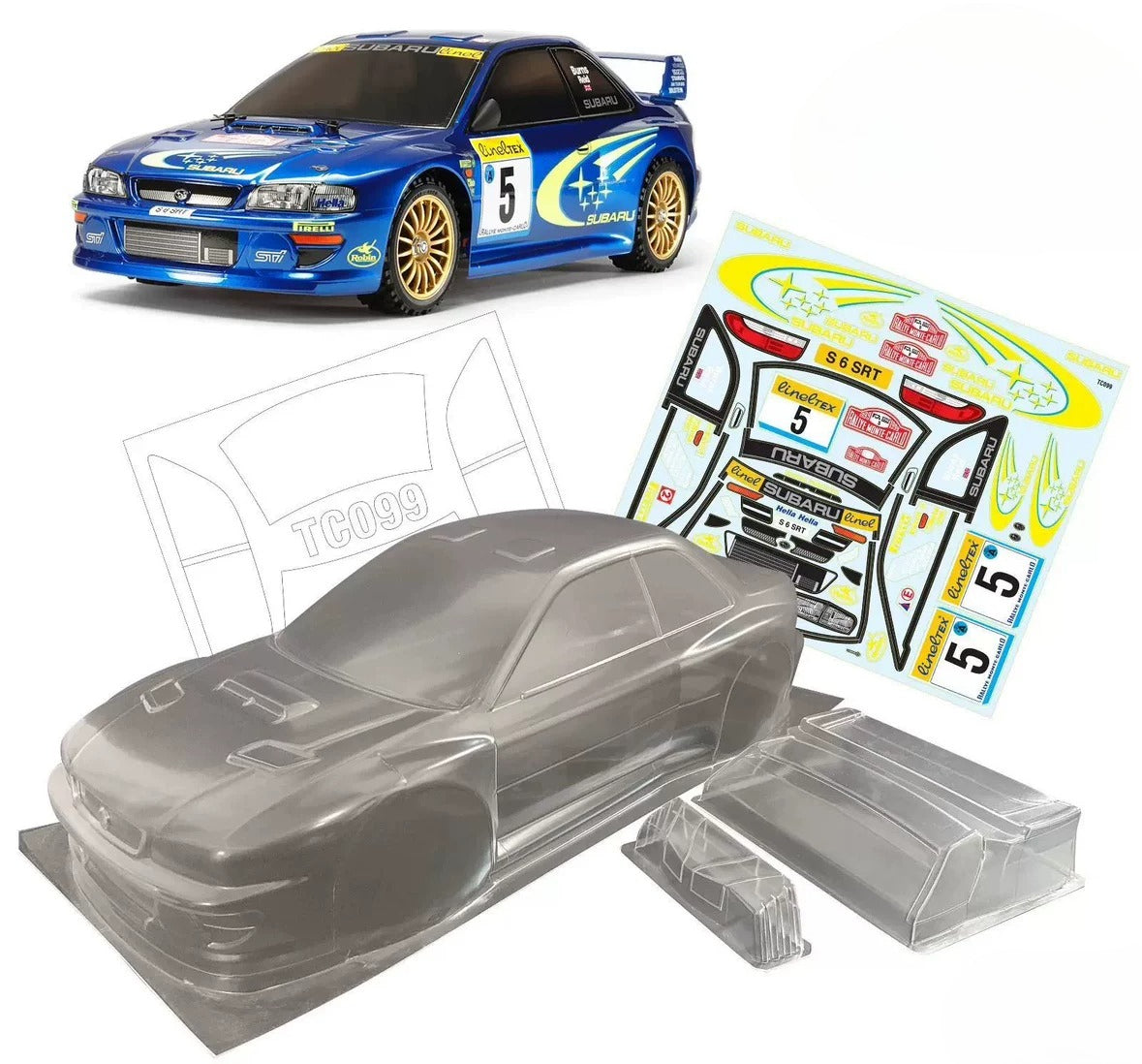 1/10 Tc099 Wrx Sti Gc8 22B Rc Rally Car Pre-painted Shell with