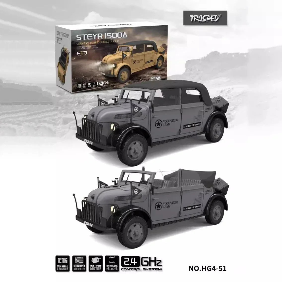 HENG GUAN Steyr 1500A 1/18 German Military Remote Control Command