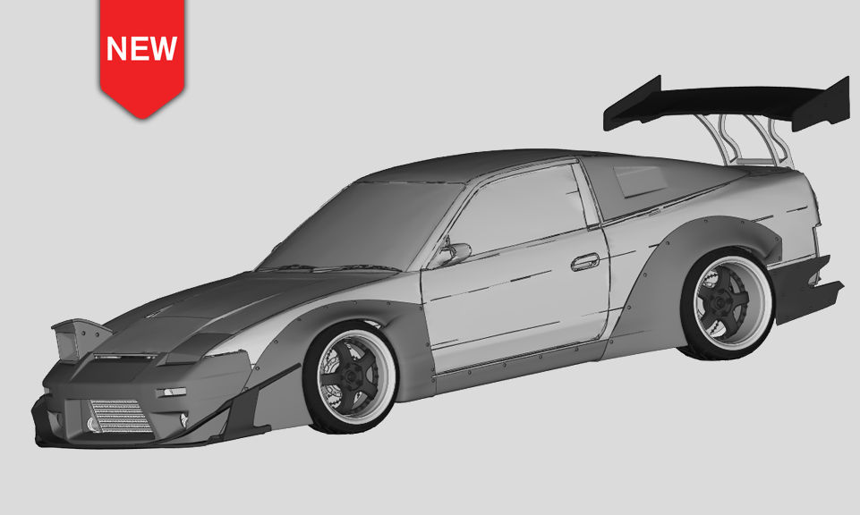 1/24 Rc Drift Car 180sx ROCKET BUNNY V1 3d Printing Parts for