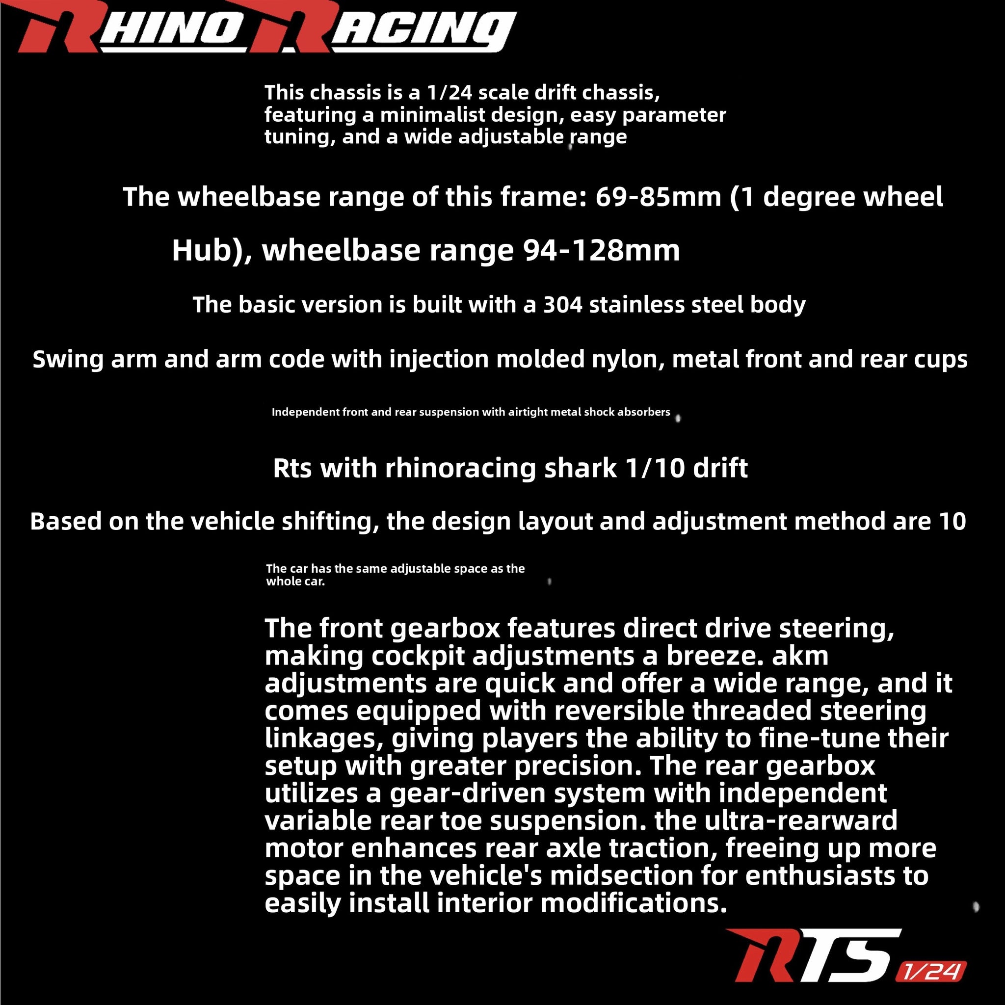 Rhino Racing R/c Rhino Racing RTSv2 1/24 RWD RC DRIFT CAR Carbon Frame Pre-Assembled ...