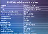 ZT-T170 RC Model Aircraft Fixed-wing 170cc Twin-cylinder Two-stroke Engine