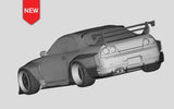 1/24 R33 GTR AERO HELLA Rc Drift Car Shell 3d Print Op  for Tamiya