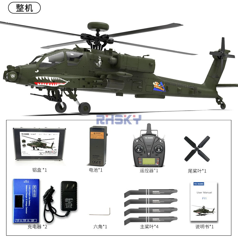 YXZNRC Yuxiang F11 AH-64 Apache 1:32 Scale RC Helicopter RTF