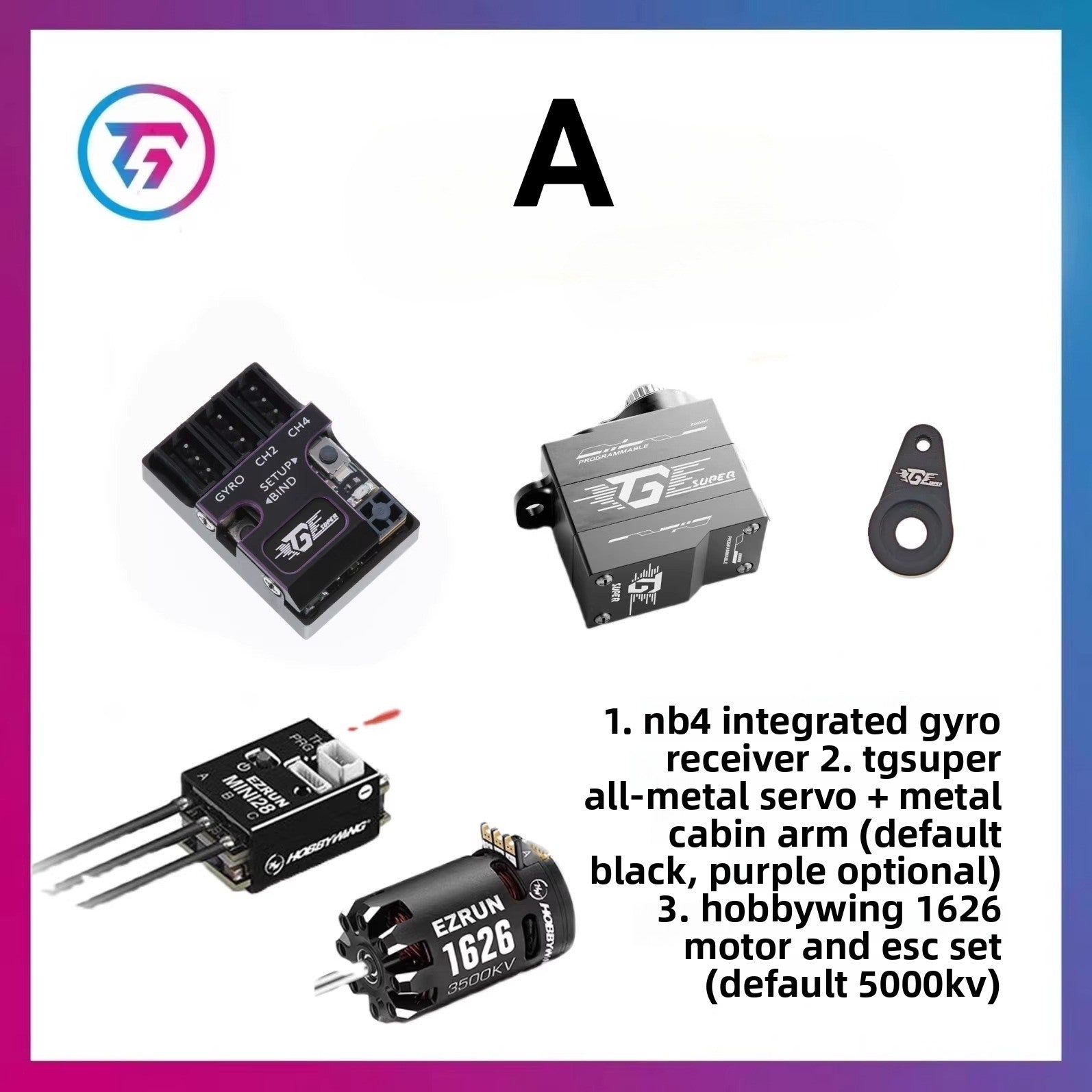TG Super 1/24 Rc Drift Car Motor ESC Steering Gear Combination
