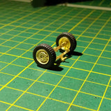 No Power Steering Axle  Metal Wheels for 1/87 Static Model Retrofit RC