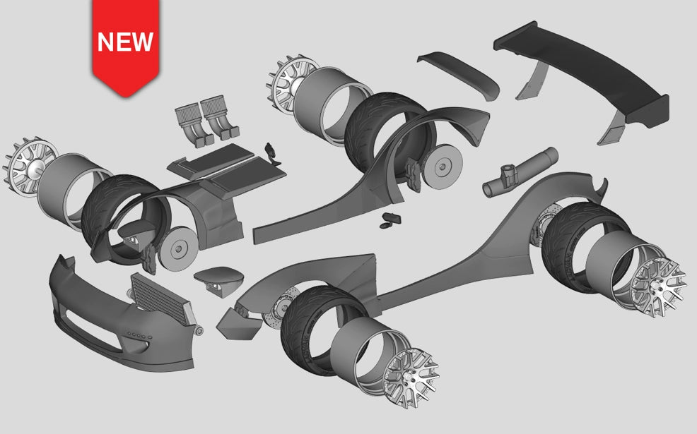 1/24 MadMike RX7 Rc Drift Car Wide Body Modification Kit with Water ...