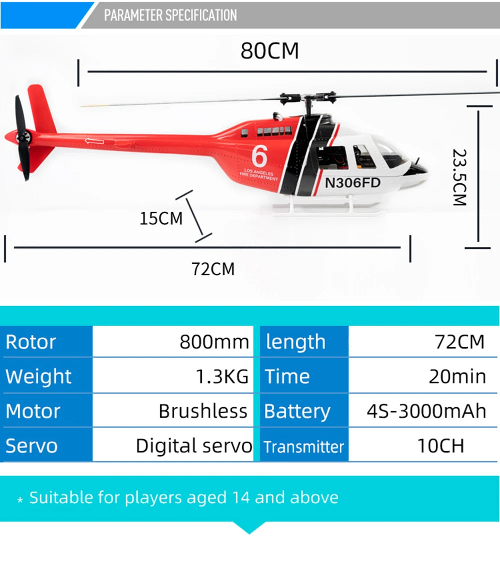 FLY WING 1/16 Bell 206 V3 Rc Helicopter PNP – VAJJEXRC