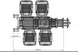 DLE DLE222 Four Cylinder Two-stroke 222CC Gas Engine for RC Fixed-wing Aircraft