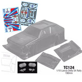 TC124 Lancia Delta S4 Rally Car Clear Unpainted Polycarbonate shell for 1/10 RC Drift Chassis Tamiya TT02