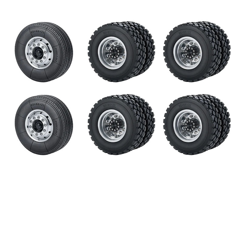 6x6 Metal Wheels Tires Set for 1/14 Tamiya RC Truck Tractor – VAJJEXRC