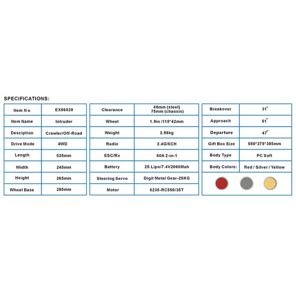 RGT EX86020 1/10 4WD Rc Crawler Intruder LC71 RTR – VAJJEXRC