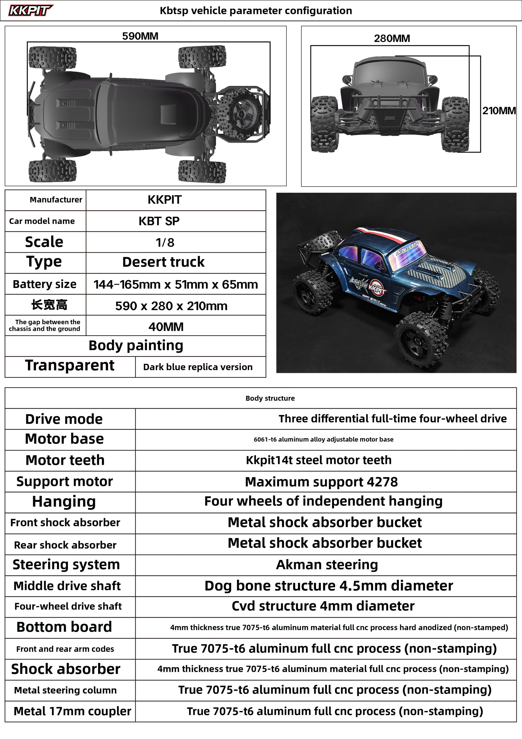 KKPIT 1/8 color KBT SP rc car KIT – VAJJEXRC