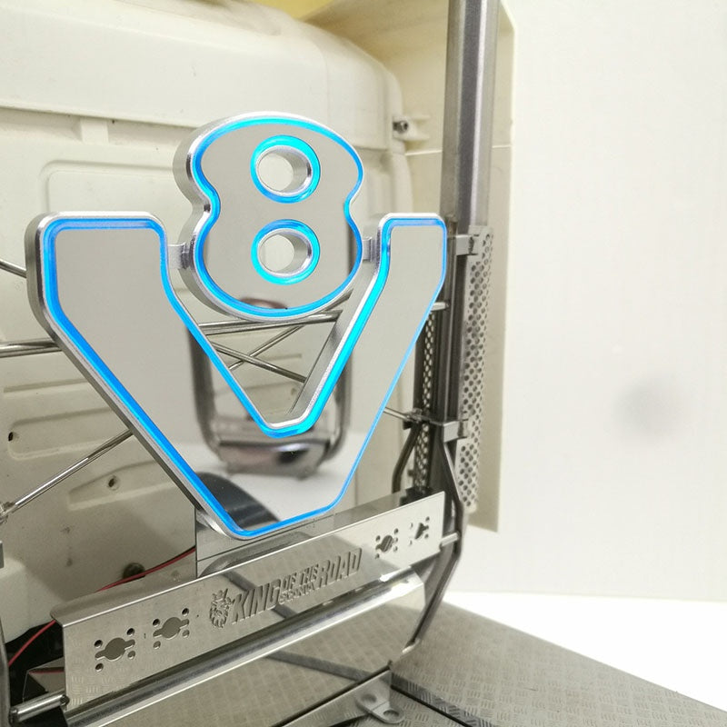 V8 LOGO Light with Exhaust Pipe for 1/14 Remote Control Tractor Tamiy ...